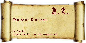 Merker Karion névjegykártya